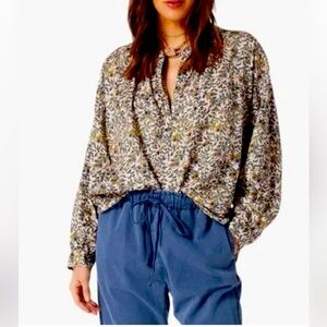 XiRENA Romi Cotton Blouse in Ivory Flora Sz Medium